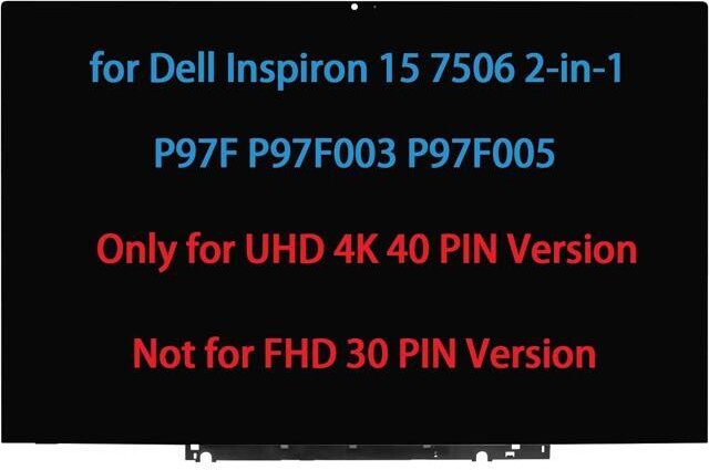NUOLAISUN 15.6' LCD Replacement for Dell Inspiron 15 7506 2-in-1 P97F P97F003 P97F005 Touch Screen Digitizer LED Display Assembly with Bezel UHD (40pin...