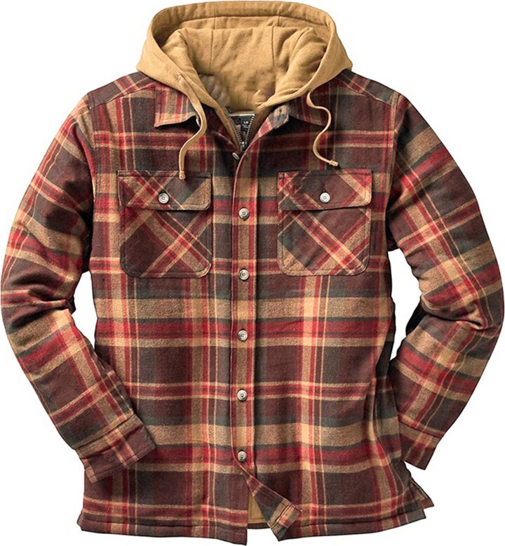 mens hooded checked shirt