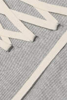 Thumbnail for your product : Skin - Elyce Lace-up Ribbed Cotton-blend Jersey Top - Light gray