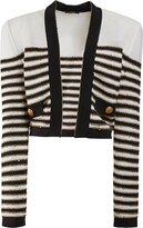 Thumbnail for your product : Balmain Striped viscose knit open jacket