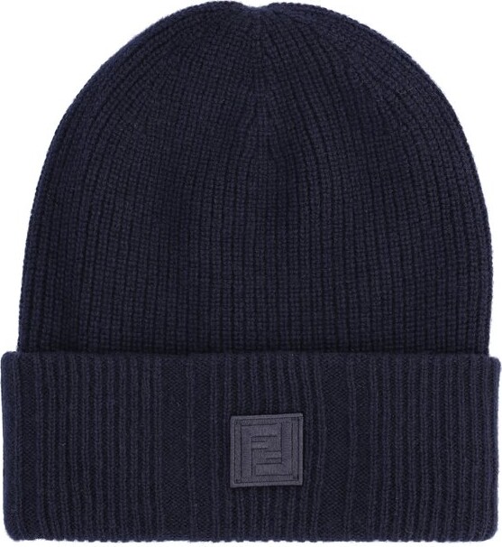 Fendi Logo Patch Ribbed Beanie