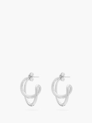 Charlotte Chesnais Mini Initial Rhodium-plated Silver Hoop Earrings - Silver