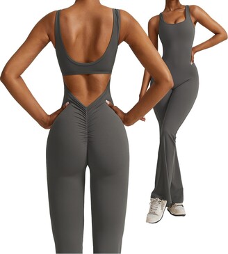 Soo slick Jumpsuits for Women - Tummy Control Square Neck Ribbed