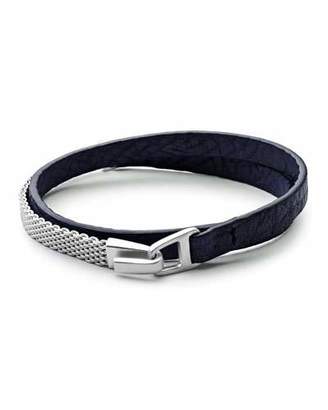 Miansai Moore Medium Leather & Chain Mesh Wrap Bracelet, Navy