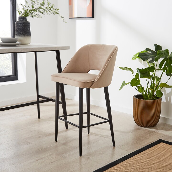 Dunelm Lillia Velvet Bar Stool Velvet Mink ShopStyle