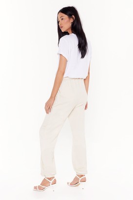 Nasty Gal Womens Running Behind High-Waisted Belted Joggers - Cream - 8