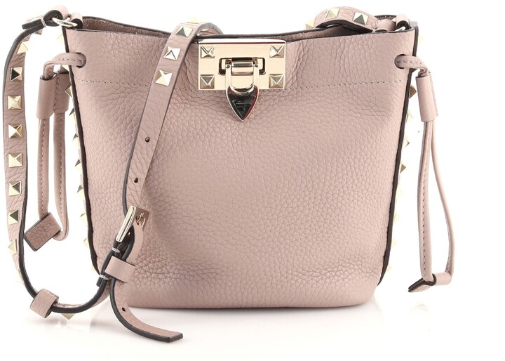 Valentino Rockstud Flip Lock Bucket Crossbody Bag Pebbled Leather Mini -  ShopStyle