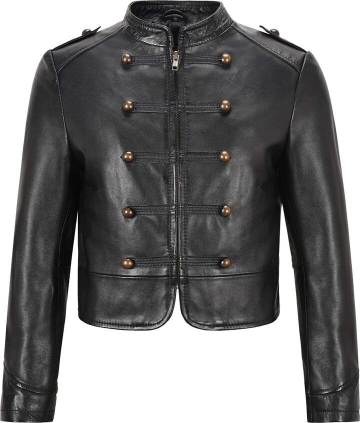Smart Range Leather Ladies Front Studded Short Jacket Black Napa Classic  Genuine Leather Jacket 2266 (UK 10) - ShopStyle