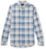 Thumbnail for your product : Beams Button-Down Collar Checked Cotton And Linen-Blend Twill Shirt