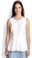 Thumbnail for your product : 3.1 Phillip Lim Silk Embellished Neck Sleeveless Blouse