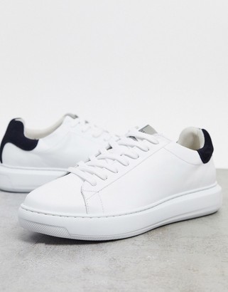 Selected premium leather sneakers with chunky sole & contrast back tab -  ShopStyle