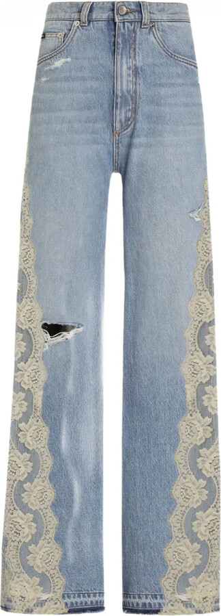 Dolce & Gabbana Lace-Panelled Jeans