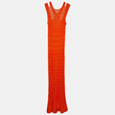 Orange Pattern Knit Sleeveless Maxi 