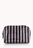Thumbnail for your product : Forever 21 LOVE & BEAUTY Small Glittered Stripe Cosmetic Bag