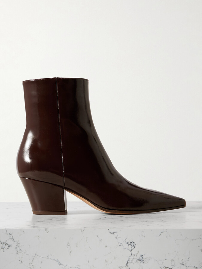 Gianvito Rossi Keinna 60 Patent-leather Ankle Boots - Burgundy