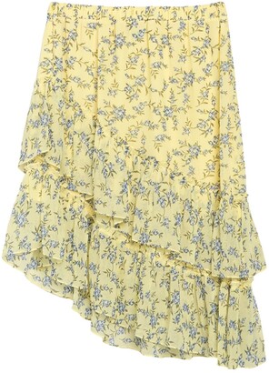 1 STATE Floral Tiered Asymmetrical Skirt