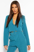 Thumbnail for your product : boohoo Woven Crop Button Blazer