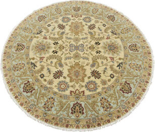 Isabelline Mook One-of-a-Kind 8' X 8'1'' New Age Round Wool Area Rug Beige