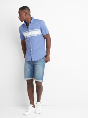 Gap Oxford chest stripe short sleeve slim fit shirt