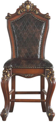 Wildon Home Dining Room Counter Height Side Chairs (2) - Honey Oak Finish, Faux Leather Upholstery, Solid Back, Footrest Of 2 Traditional Design, Seat In Black +