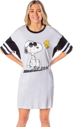 Intimo Peanut Women' Joe Cool Snoopy Woodtock Nightgown Pajama Shirt Dre (Large)