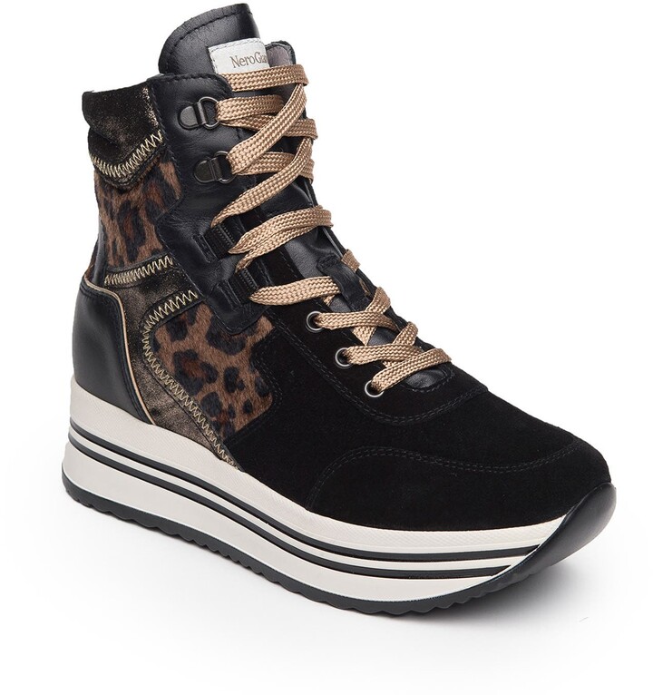 Nero Giardini Leopard Print Platform High Top Sneaker - ShopStyle