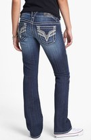 Thumbnail for your product : Vigoss Contrast Stitch Studded Pocket Bootcut Jeans (Dark) (Juniors)