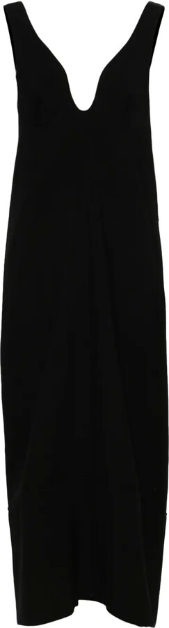 Jil Sander U-neck wool maxi dress