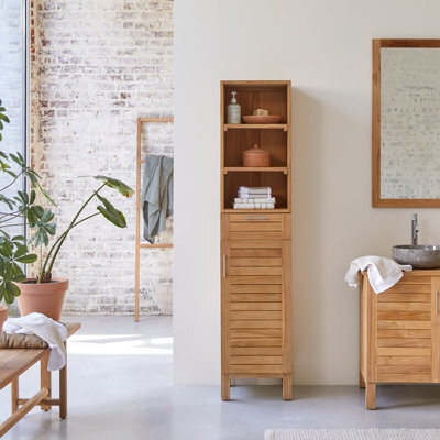 Tikamoon Soho Solid Wood Freestanding Linen Cabinet