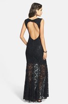 Thumbnail for your product : Jump Apparel Open Back Lace Trumpet Gown (Juniors)