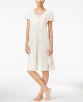 Thumbnail for your product : Miss Elaine Lace-Trimmed Floral-Print Knit Nightgown