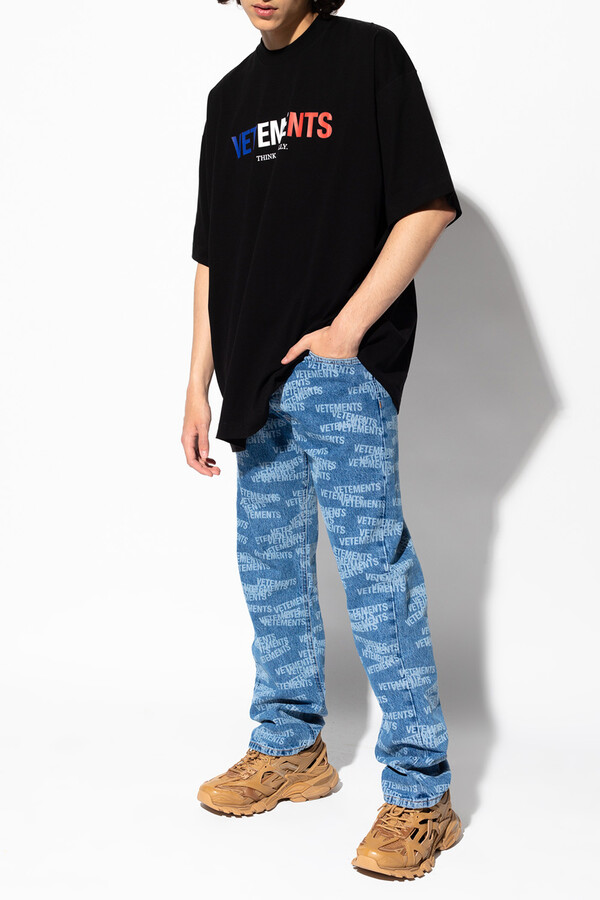 Vetements Jeans With Logo Men's Blue - ShopStyle