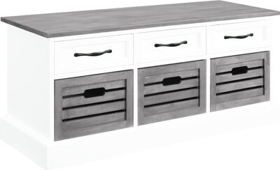 Stylish 3 Storage Bench In White And Weathered Grey For Living Rooms A Neat Tidy Area
