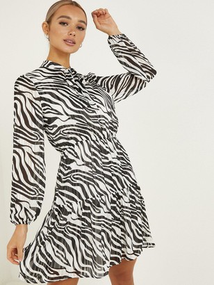 quiz black frill dress