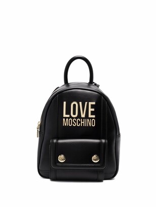 Love Moschino Logo-Plaque Zip-Up Backpack