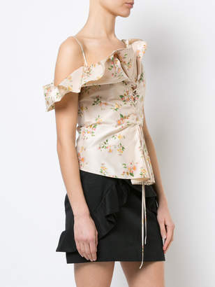 Brock Collection Tyler floral print taffeta laced up top