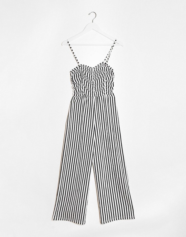 Bershka ruched front striped jumpsuit in multi - ShopStyle