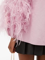 Thumbnail for your product : Valentino Feather-trim Cotton-blend Faille Blouse - Light Pink