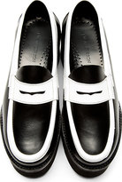 Thumbnail for your product : J.W.Anderson Black & White Leather Platform Penny Loafers