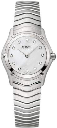 Ebel classic screw detail bezel diamond set stainless steel ladies watch