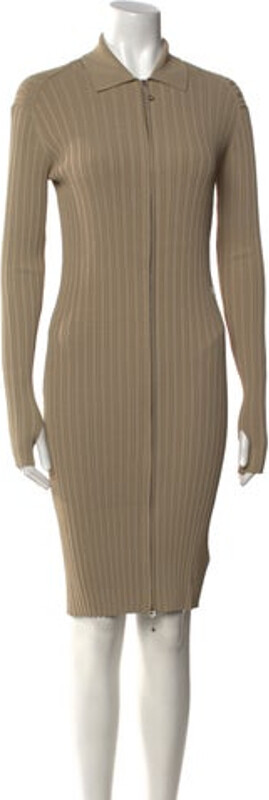 Burberry Shirtdress Neutrals Long Sleeve with Collar Concealed Zip Closure at Front