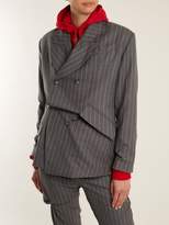 Thumbnail for your product : Charles Jeffrey Loverboy Distressed Double Breasted Pinstripe Wool Blazer - Womens - Grey