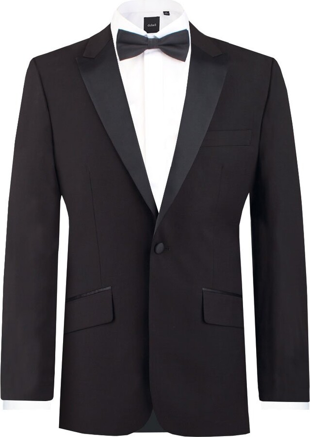 Dobell Mens Black Tuxedo Dinner Jacket Slim Fit Peak Lapel-38R - ShopStyle