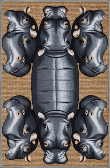 Foundry Select Washable Hippopotamus Wildlife Area Rug