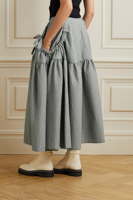 Cecilie Bahnsen Justice Bow-detailed Matelassé Satin Midi Skirt 