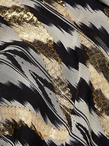 Thumbnail for your product : Figue Bohemian Rhapsody Kaia Metallic Zebra Chevron Stripe Puff-Sleeve Lurex Silk Midi Dress