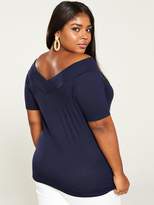 Thumbnail for your product : Bardot V By Very Curve V by Very Curve Curve Jersey Top - Navy
