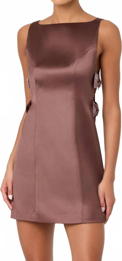 Astr Kinsey Satin Bow Mini Dress In Mauve