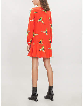 Diane von Furstenberg Bird-print silk-crepe mini dress