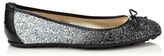 Thumbnail for your product : Jimmy Choo Walsh Black and Silver Degrade Coarse Glitter Patent Ballet Flats